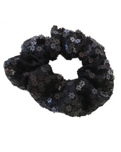 Scrunchie negra floreada